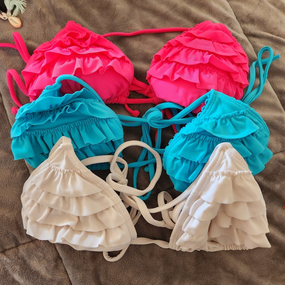 Hollister Ruffle Bathing Suit Tops Size S Bottoms Size M